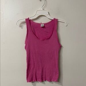 Vibrant Pink Lace-Trimmed Tank Top Y2K